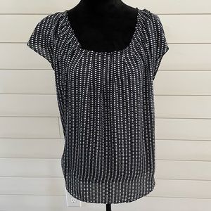 Lauren Conrad pleat neck top blouse shirt heart polka dot tie back detail XL